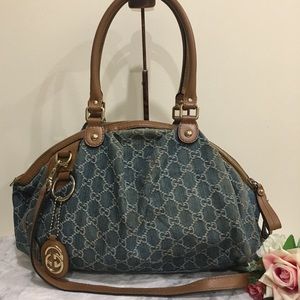 💯 Authentic Gucci Denim two way bag